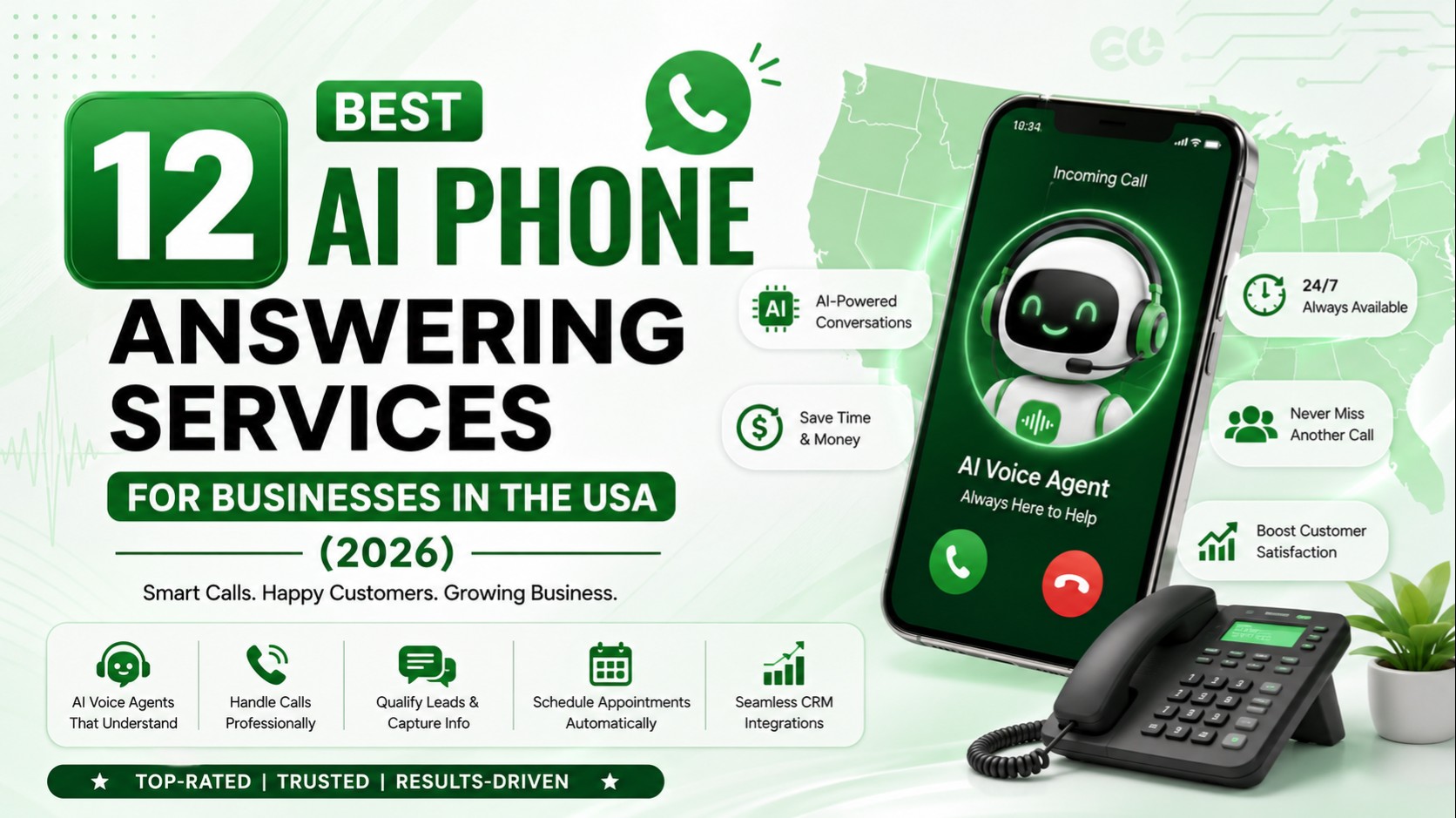 12 Best AI Phone Answering Services for Businesses in the USA (2026 Tested & Ranked)