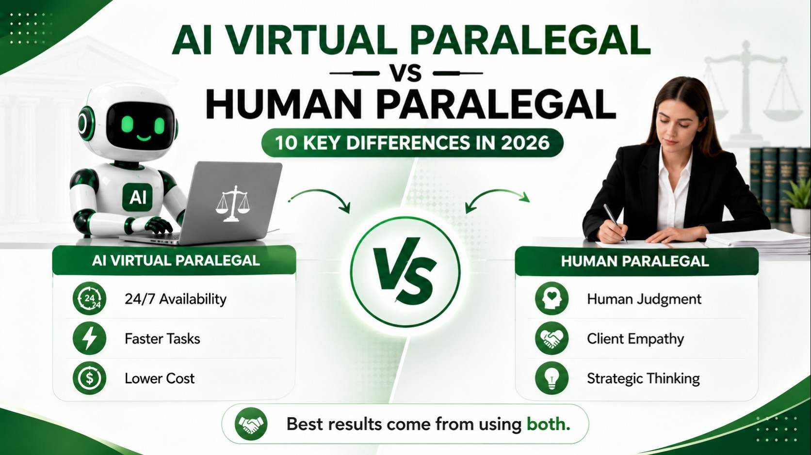 AI Virtual Paralegal vs Human Paralegal: 10 Key Differences in 2026